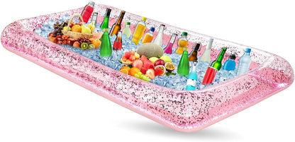Leitee Inflatable Serving Bar with Drain Plug 52 x 24 x 5'' Inflatable Ice Serving Buffet Bar for Party Food Cooler Buffet Drink(Black,Basic Style)