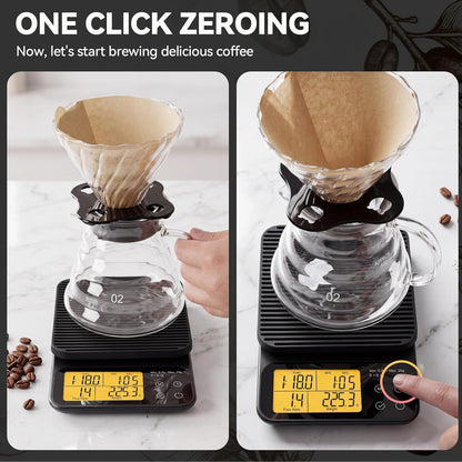 Pour Over Coffee Scale with Timer, 0.1g Precision, 2kg Capacity