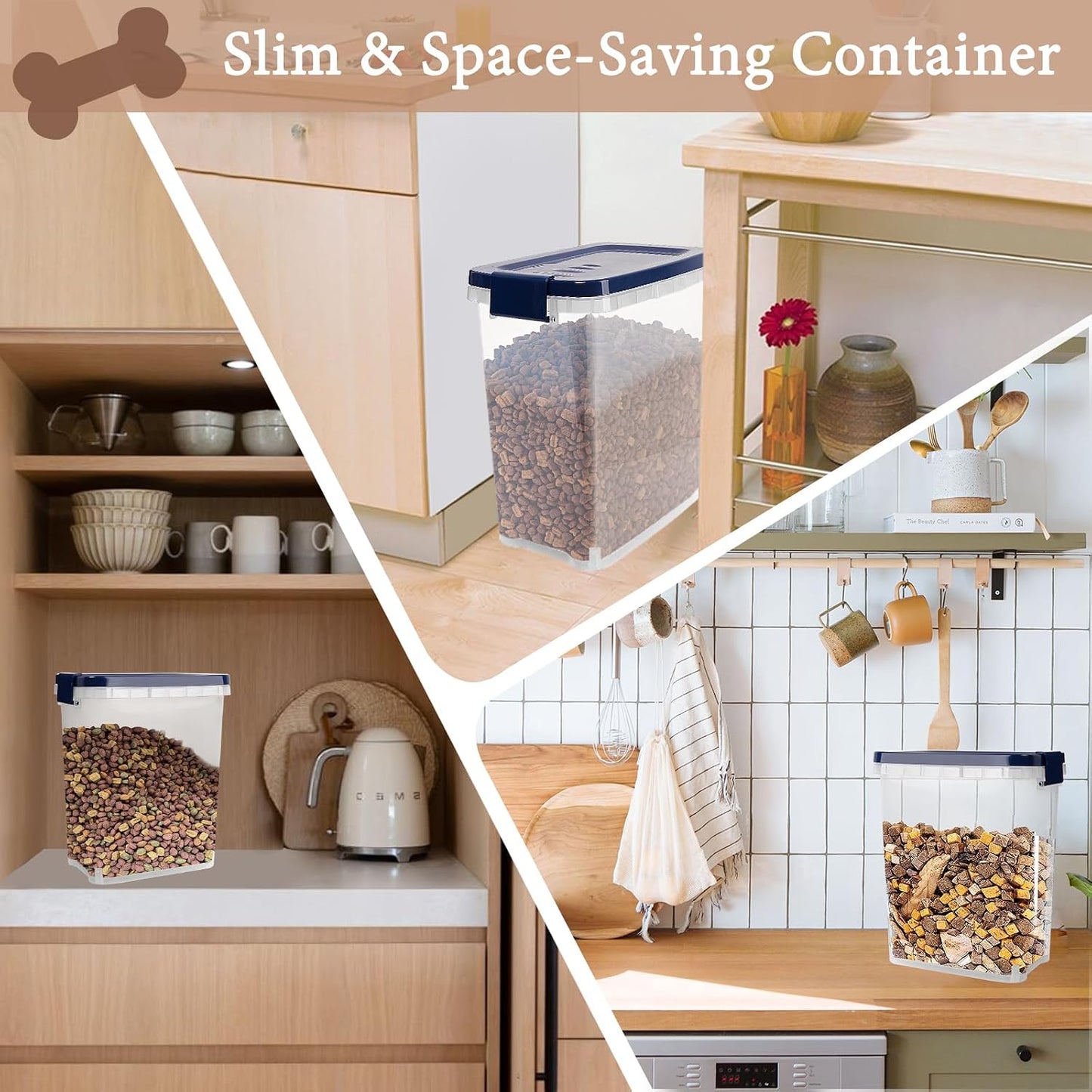 2 Pack Small Cat Food Storage Container with Wide-Mouth Pour Spout - 2Lbs/2.1QT Dog Pet Food Container for Cat Dog Food, Bird Seed, Chicken - Versatile Dry Food Bin Dispenser for Rice, Flour, Cereal