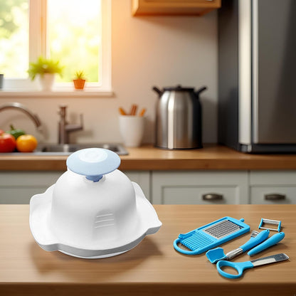 Blue Food Safety Holder for Mandolin Slicer,Finger Anti-Cut Protectors for Vegetable Grater, Peelers and Slicers, Food Slicer Cutter Finger Guard for Mandoline Slicer, Grating and Slicing Tools