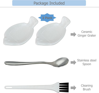 EIKS 2 Pack Ceramic Grater Dish with Fish Shaped & Small Size