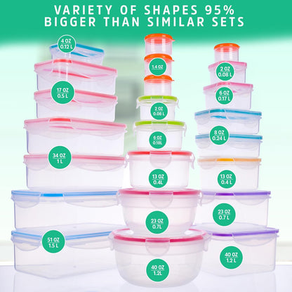 70 Pcs Large Food Storage Containers with Lids Airtight-2500ML to Small Box,Total 22812 ML Stackable Kitchen Bowls Set(35 Containers,35 Lids)-BPA Free Leak proof Plastic Boxes-Microwave safe
