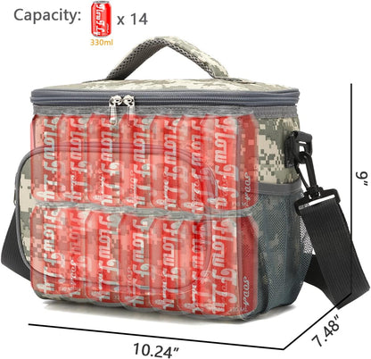 FlowFly Insulated Reusable Lunch Bag Adult Large Lunch Box for Women and Men with Adjustable Shoulder Strap,Front Zipper Pocket and Dual Large Mesh Side Pockets,Cherry - Colors A