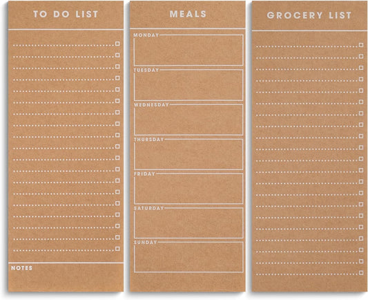 6 Vintage Magnetic Notepads (2 Meal Planner, 2 To-Do List, & 2 Grocery List Pad) – Fridge Notepad Comes With Full Magnetic Back- Shopping List, Daily Task, Food Planner, Refrigerator Notepad, Memo Pads – 3.5 x 7.5 inches
