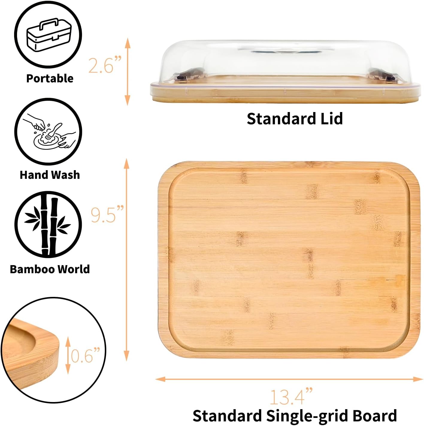 2-Pack Charcuterie Board with Lid 4" Heightened Lid - 14.2" & 13.4" Bamboo Trays Entertaining - Housewarming Warming Gifts New Home, Gifts for Women - Large Food Platter