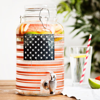 2 Gallon Glass Drink Dispenser, hobnail Drink Dispensers for Parties, Beverage Dispenser with Stand and Glass Lid, 100% Leakproof Spigot, Ideal for Lemonade, Juice,