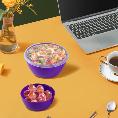 4-Piece Classic Plastic Prep Bowls with Lids, Nesting Plastic Small Mixing Bowl Set for Mixing, Baking, Prepping, Cooking and Serving Food, Microwave and Dishwasher Safe (Yellow)