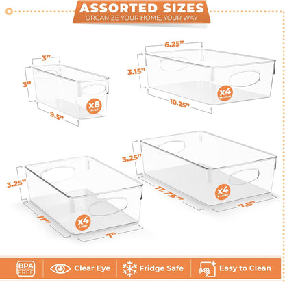 Sorbus XL Clear Plastic Storage Bins for Shelves, Clothes, with Handle - Clear Storage Bins, Drawer, Shelf, Closet, Pantry, Fridge, Freezer Organizer Bins, Closet Organizers and Storage (10 pack)