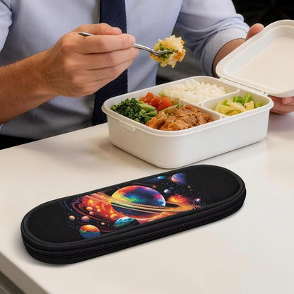 Travel Cutlery Set with Case for Kids Portable Utensil Case Reusable Silverware Pouch for School Travel Lunch Capybara Flower
