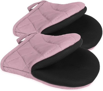 Goldmeet Mini Oven Mitts 2-Pack, 7"x5.5", 500°F Silicone Grip, Gray