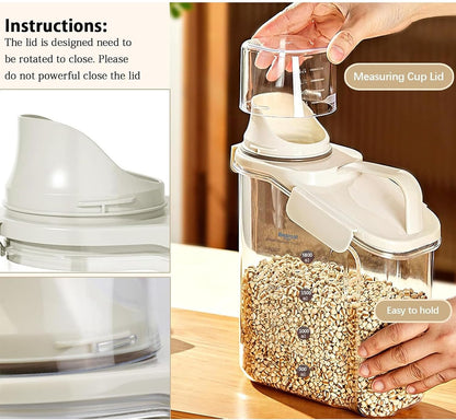 Cereal Containers Storage with Pour Spout Food Storage Container with Airtight Lid for Rice Flour Sugar Dog Cat Dry Food, Small Cereal Dispenser Kitchen Pantry Organizers Canister 1.8L