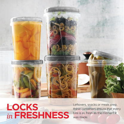 Tafura 10 Pack Leakproof Freezer Containers for Food with Twist Top Lids - 32 Oz BPA Free Reusable Plastic Soup Containers with Screw On Lids - Ideal for Meal Prep, Leftovers & Pantry Organization