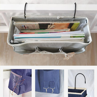 Bedside Caddy/Hanging basket Storage Organizer Bag for Bunk and Hospital Beds,College Dorm Bed，Can be Placed Glasses Books Mobile Phones (Grey 1)