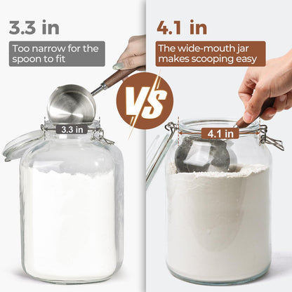 ComSaf Glass Pantry Jars with Airtight Lids 0.7 Gallon 2 Pack Wide Mouth | Flour sugar rice, Sourdough pickling, Pantry organization, Scoop included, Baking supplies, Bulk food storage, Large capacity