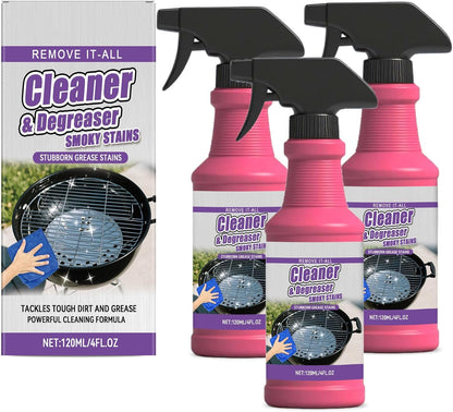 Fast-Acting Heavy-Duty Grill Degreaser Spray, BBQ Grill Cleaner Spray for Outdoor Grills, Safe Heavy Duty Cleaner for Burnt Food & Grease, for Stubborn Splatters, Stove Top, Grill, Drip Pans (1PCS)
