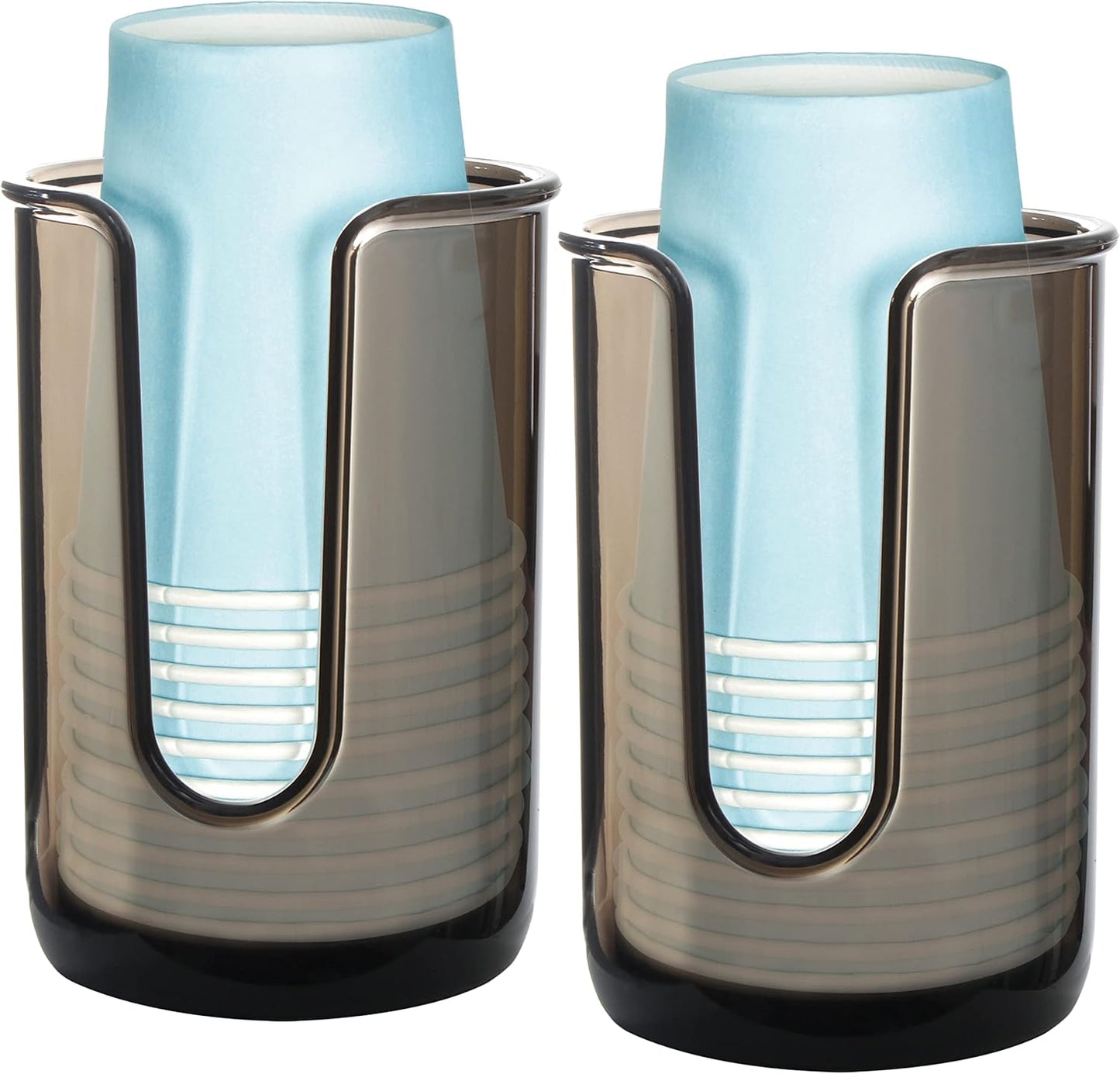 Youngever 2 Pack Plastic Disposable Paper Cup Dispenser, Plastic Dispenser Cup Holder (Clear)