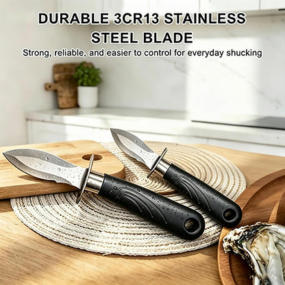 Oyster Knife Shucking Set with 2 Oyster Knives and 2 Pairs of Level 5 Cut Resistant Gloves, Safe and Easy Seafood Opener Kit for Kitchen Use, Oyster Shucking, and Gift Giving