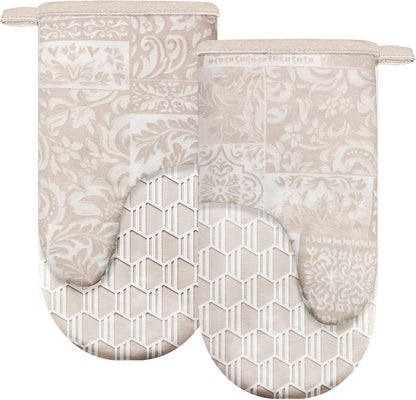 Mini Silicone Oven Mitts, Heat Resistant Kitchen Mittens 2-Pack Set