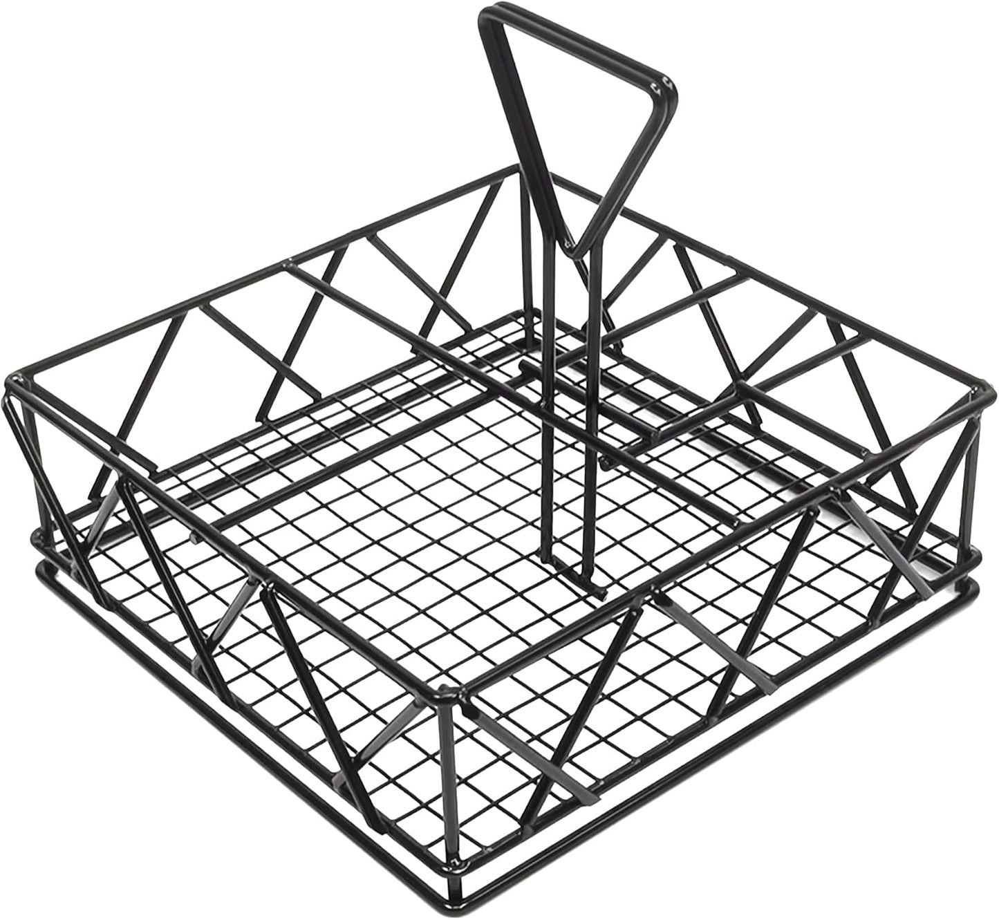 FixtureDisplays® 8 X 8 X 7 Tabletop Condiment Caddy Black Metal Wire Condiment Organization Caddie 19694-NF