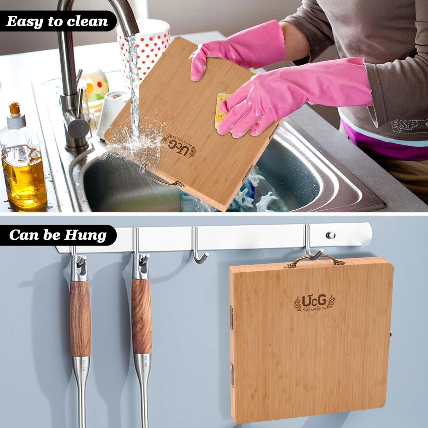 UTCG Charcuterie Board Gifts for Women: Bamboo Folding Cheese Board with Knife Set - Unique White Elephant Gift Wedding Housewarming Mothers Day Birthday Party Bridal Shower Gift