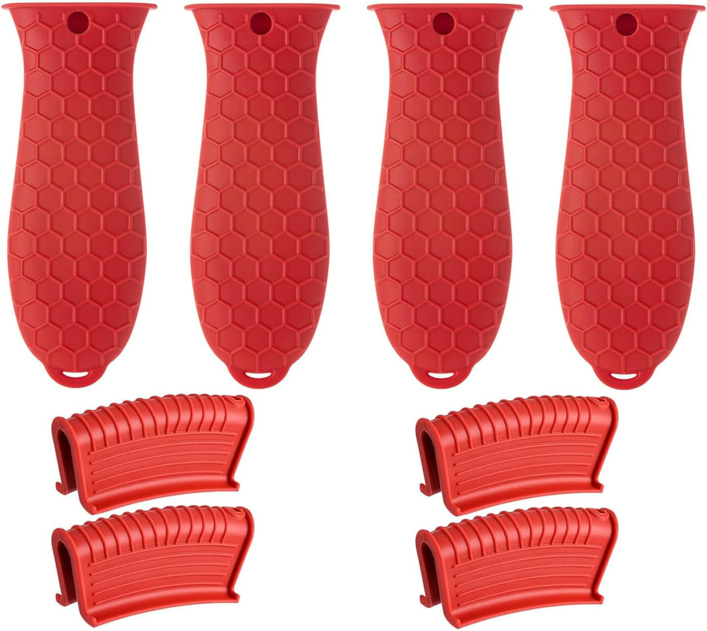 8 Pcs Non-Slip Silicone Hot Handle Holder & Assist Grips, Potholder for Cast Iron Skillets, Heat Resistant Handle Cover Sleeve for Frying Pans, Casserole, Cookware Handles, Lake Blue