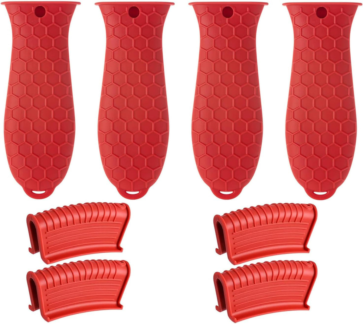 8 Pcs Non-Slip Silicone Hot Handle Holder & Assist Grips, Potholder for Cast Iron Skillets, Heat Resistant Handle Cover Sleeve for Frying Pans, Casserole, Cookware Handles, Lake Blue