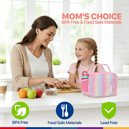 Bagseri Kids Lunch Bag Boys - Thermal Insulated Lunch Box Tote with Water Bottle Holder, Reusable Leak-Proof Kids Lunch Box for Daycare & School, Black Dinosaur (Containers Not Included)