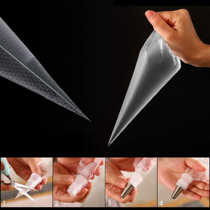 Piping Bags 12 & 16 Inch, 200 PCS Tipless Piping Bags Disposable Pastry Bags Thick Icing Bags for Decorating Cake Cookies