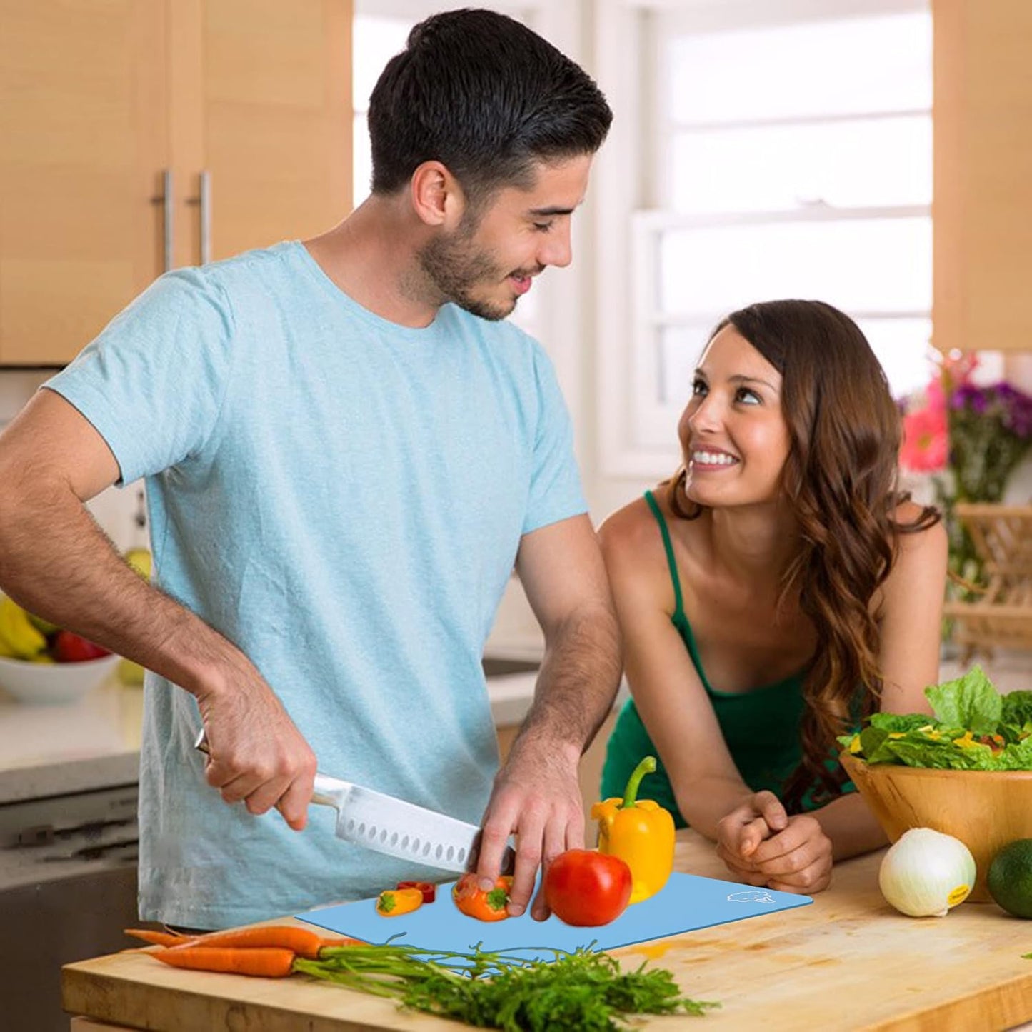 ZVP Plastic Cutting Boards for Kitchen, Flexible Cutting Mats, Colorful Chopping Boards with Food Icon, Non-Slip, Non Porous, BPA Free, Dishwasher Safe Rainbow