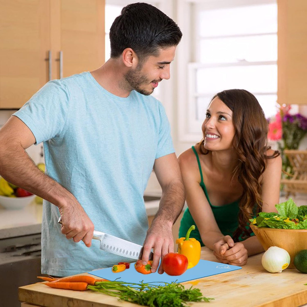 ZVP Plastic Cutting Boards for Kitchen, Flexible Cutting Mats, Colorful Chopping Boards with Food Icon, Non-Slip, Non Porous, BPA Free, Dishwasher Safe Rainbow
