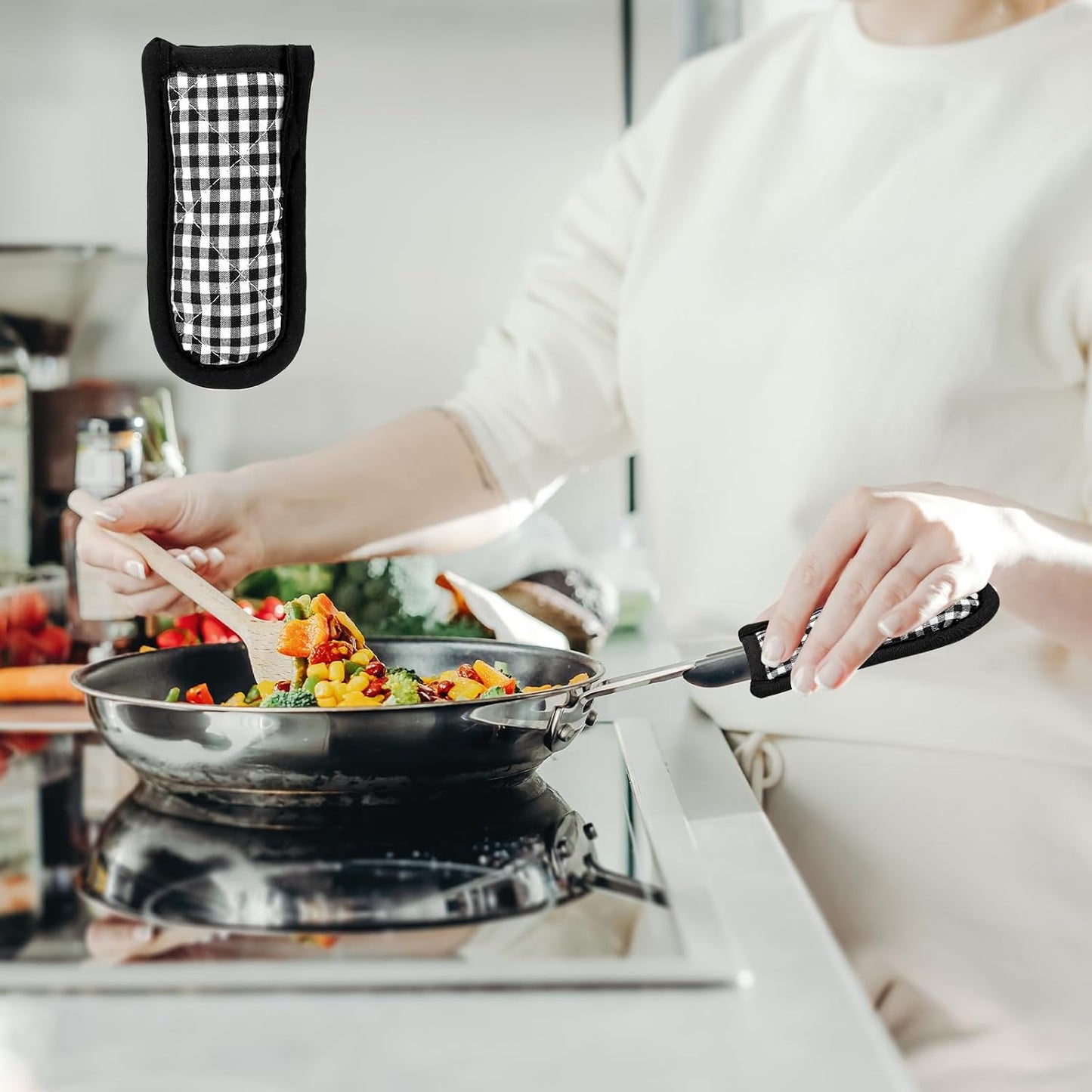 2PCS Hot Handle Covers Cast Iron Skillet Handle Covers Heat Resistant Hot Handle Holders Non-Slip Machine Washable Handle Mitts for Kitchen Baking Cooking BBQ Cookwares, Chili