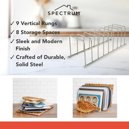 Spectrum Euro Kitchen Organizer for Cooking and Bakeware, Satin Nickel
