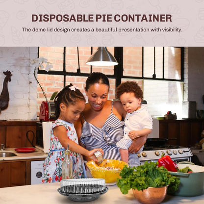 9 Inch Plastic Pie Containers With High Dome Lid - Durable Pie Containers With Lids - Stackable Pie Carrier Disposable, To Go Pie Containers & Flan Containers - Ideal for Restaurants & Bakeries - WJ43
