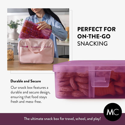 Large Kids Snack Box Containers Set of 2 -100 Labels, BPA-Free, Adjustable Compartments, Dishwasher Safe, Reusable Tray, Food Grade, Meal Prep Container, PARENT TESTED PARENT APPROVED AWARD (Clear)