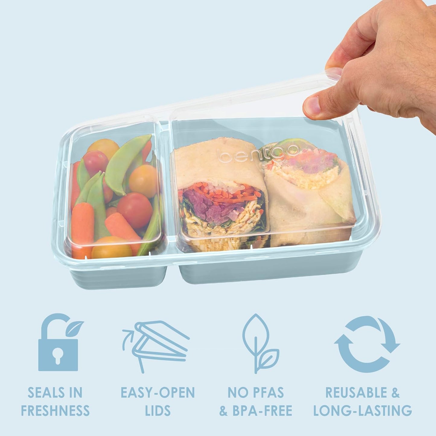 Bentgo Prep - 20-Piece 2-Compartment Reusable Meal Prep Containers with Lids, PFAS & BPA Free Materials, Durable, Microwave, Freezer, & Dishwasher Safe To Go Food Storage (Rose Gold)