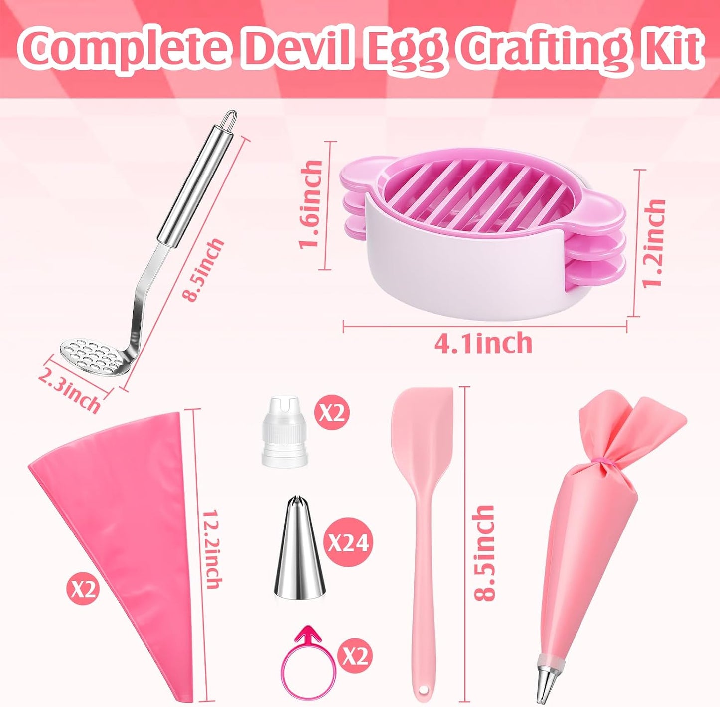 2 Pack Deviled Egg Container with Lid and Piping Bags and Tips Set Portable Plastic Deviled Egg Tray Carrier Organizer Reusable Cake Decorating Kit for Home Easter Party Kitchen Fridge
