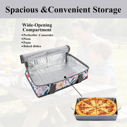 Insulated Casserole Carrier Expandable for Hot or Cold Food with Handle Food Transport for Travel Picnic Cookouts,Fits Pioneer Woman Kitchen Stuff Accessories and 9" x 13" Baking Dish