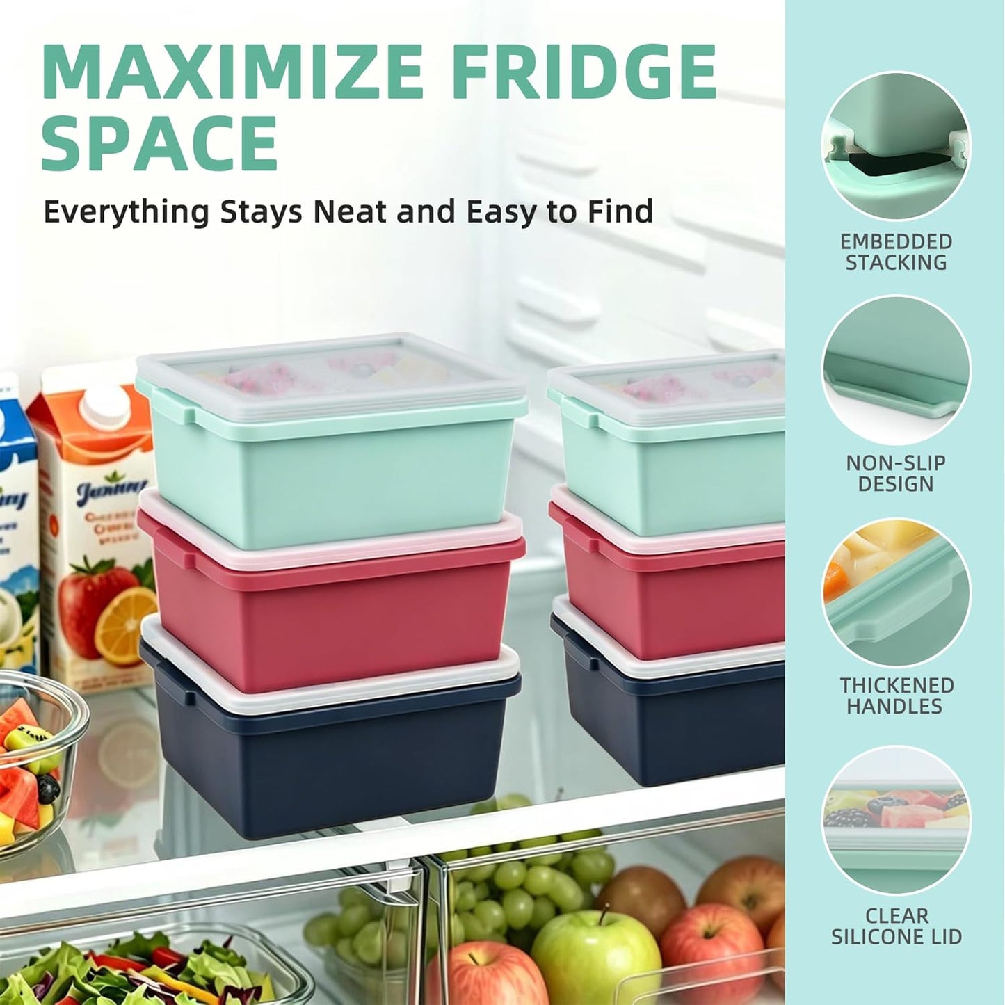 Silicone Soup Freezer Molds with Lids, 2-Cup silicone freezer molds for Meal Prep, BPA-Free, Stackable, Perfect for lasagna, Individual Portions, Baked Goods and More, Microwave & Oven Safe - 6 Pack