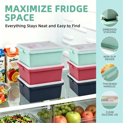 Silicone Soup Freezer Molds with Lids, 2-Cup silicone freezer molds for Meal Prep, BPA-Free, Stackable, Perfect for lasagna, Individual Portions, Baked Goods and More, Microwave & Oven Safe - 6 Pack