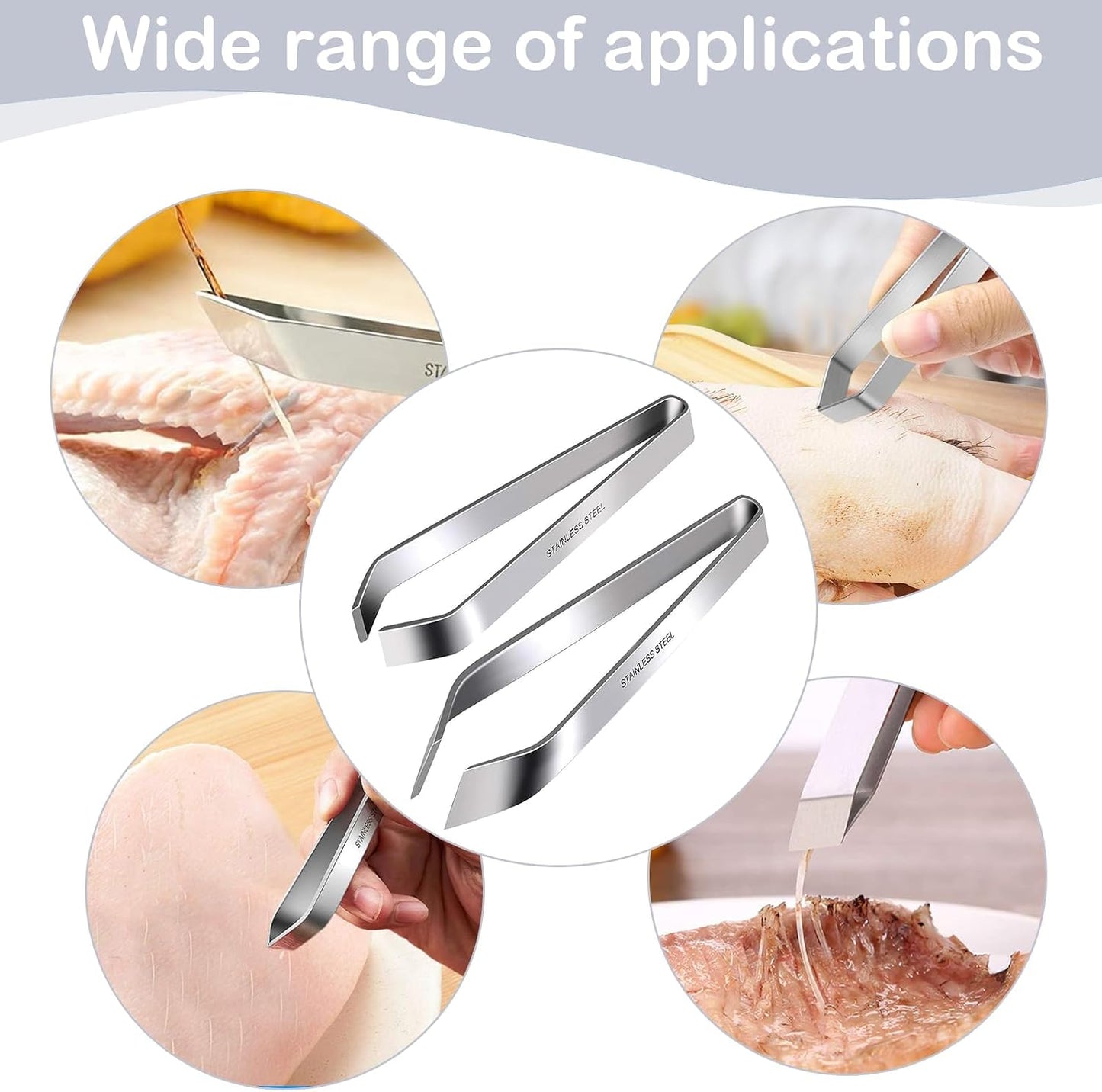 Professional Stainless Steel Fish Bone Tweezers and Slant Pliers Remover Set - 2 PCS for Cooking Salmon Trout - Kitchen Fish Bone Remover