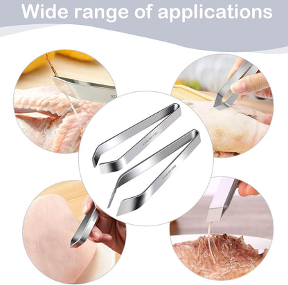 Professional Stainless Steel Fish Bone Tweezers and Slant Pliers Remover Set - 2 PCS for Cooking Salmon Trout - Kitchen Fish Bone Remover