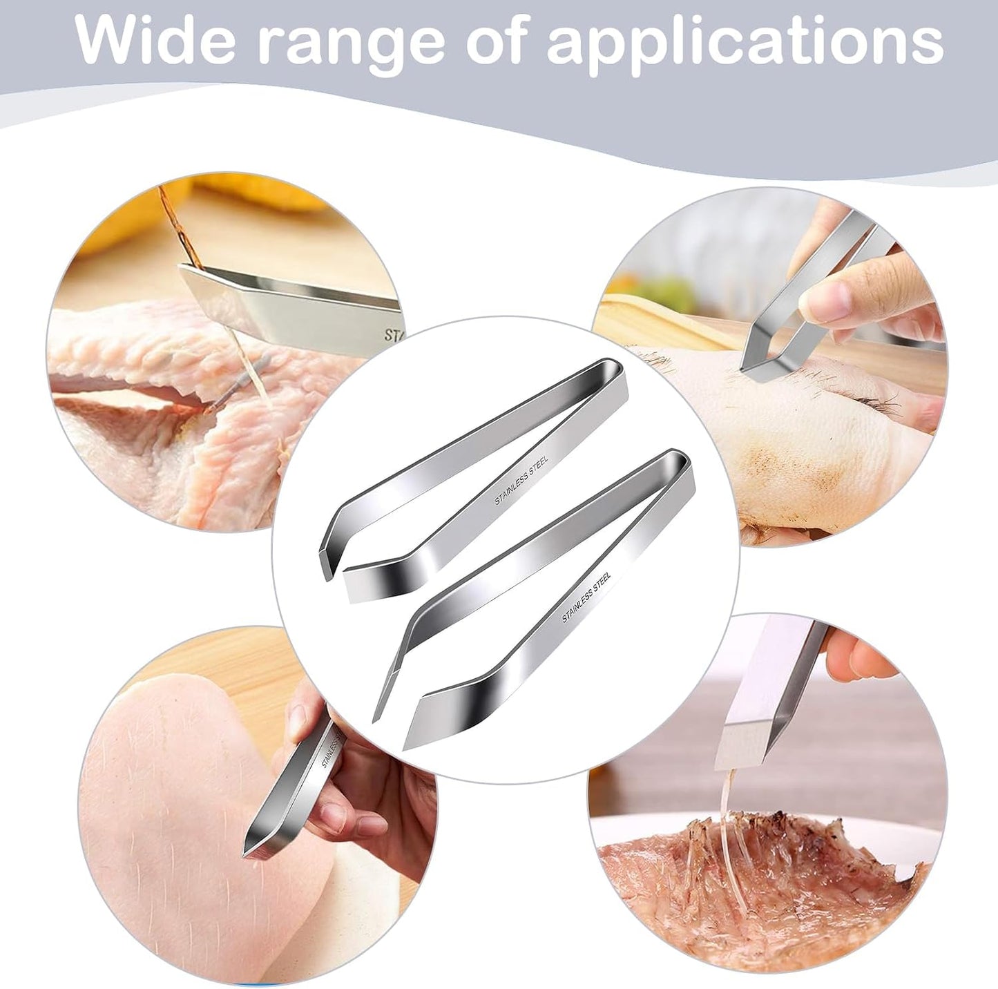 Professional Stainless Steel Fish Bone Tweezers and Slant Pliers Remover Set - 2 PCS for Cooking Salmon Trout - Kitchen Fish Bone Remover