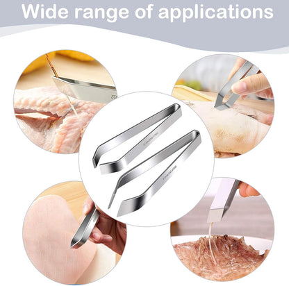 Professional Stainless Steel Fish Bone Tweezers and Slant Pliers Remover Set - 2 PCS for Cooking Salmon Trout - Kitchen Fish Bone Remover