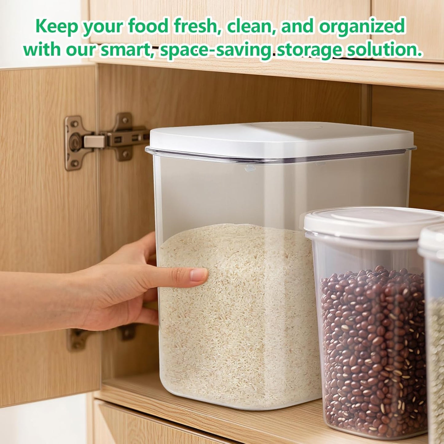 TBMAXS Rice Flour Storage Container - 6.5 Qt | 12 Lbs Crystal-Clear Plastic Food Storage Container Bin with Flip-up Lid, Dry Food Holder for Kitchen Pantry Organization and Storage