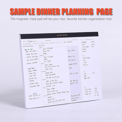 Weekly Meal Planner with Recipes and Grocery List Magnetic Notepad For Fridge - 8.5x11'' Menu Planning Pad With 54 Sheets Tear Off Shopping List For Family Dinner Menu and Meal Prep Planning