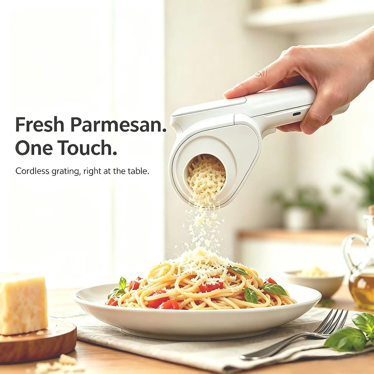 Electric Grater for Cheese, Chocolate and Nuts, Wireless,3Stainless Steel Rollers,Electric Food Grinder for Kids & Seniors – Fine Texture for Easy Digestion, Home & Outdoor Use