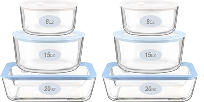 Urban Green Glass Food Container Set with Glass Lid, 5 Pack, Meal Prep Containers with Silicone Framed Airtight Lid, Leakproof, 100% Plastic Free