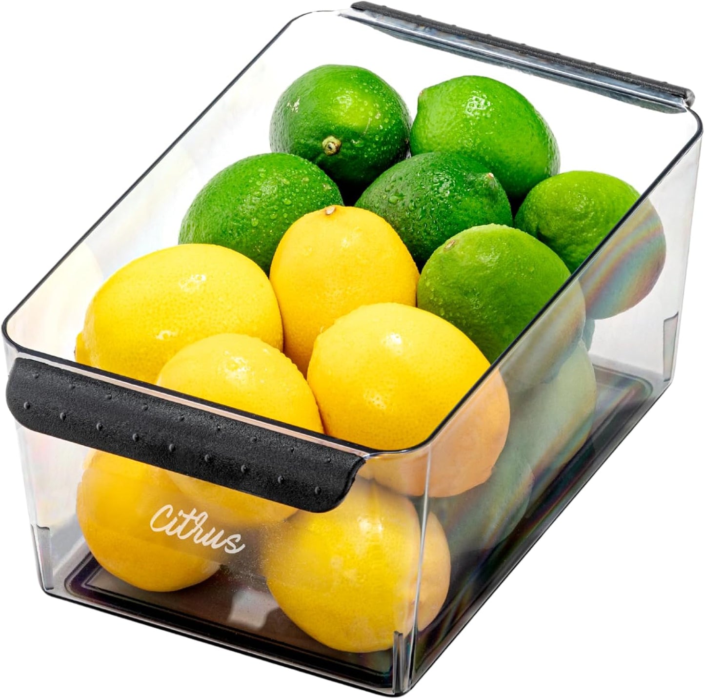 madesmart Fridge Portable Tote, Condiment Caddy with 2 Compartments, Pop-Up Handle & Non-Slip Base, Refrigerator Organizer for Sauces, Jars & Small Items, Clear