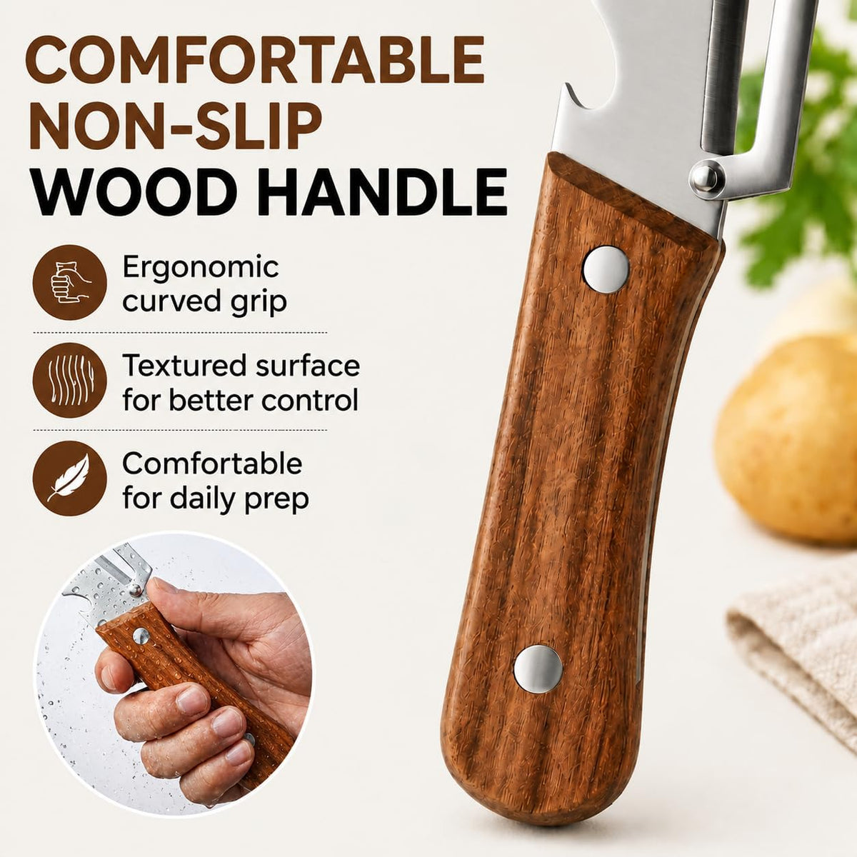 2 pcs vegetable peeler with Wooden Handle.