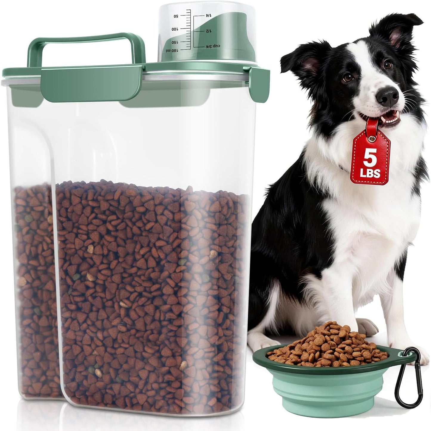 TBMax Pet Food Storage Containers 2 Pack 8-10 Lbs Airtight Dog Food Container Dispenser with Large Spout & Portable Handle, Travel Dog Treat Cat Food Storage Bin Bird Seed Container